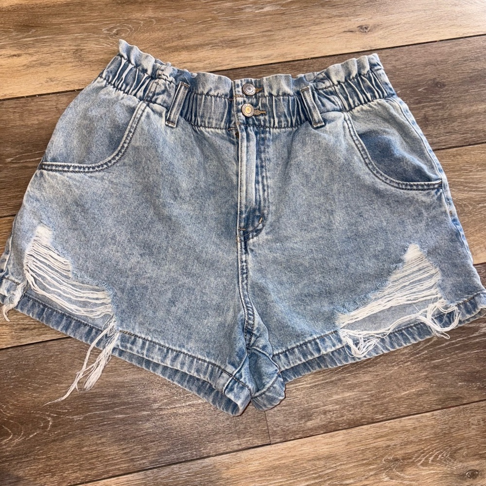 SO Blue Jean Shorts with Distressed Hem and Relaxed Fit